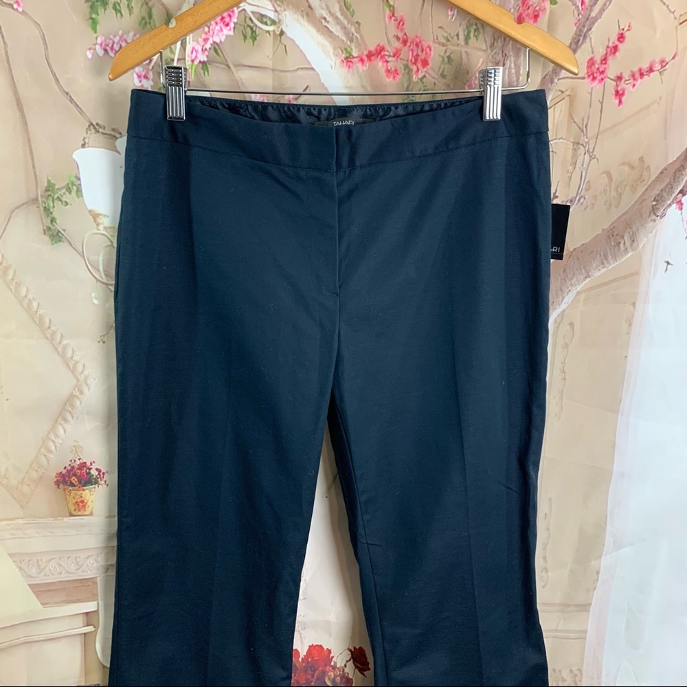 SOLD NEW Tahari Navy Blue Bootcut Terry Trousers Pant - Picture 3 of 11